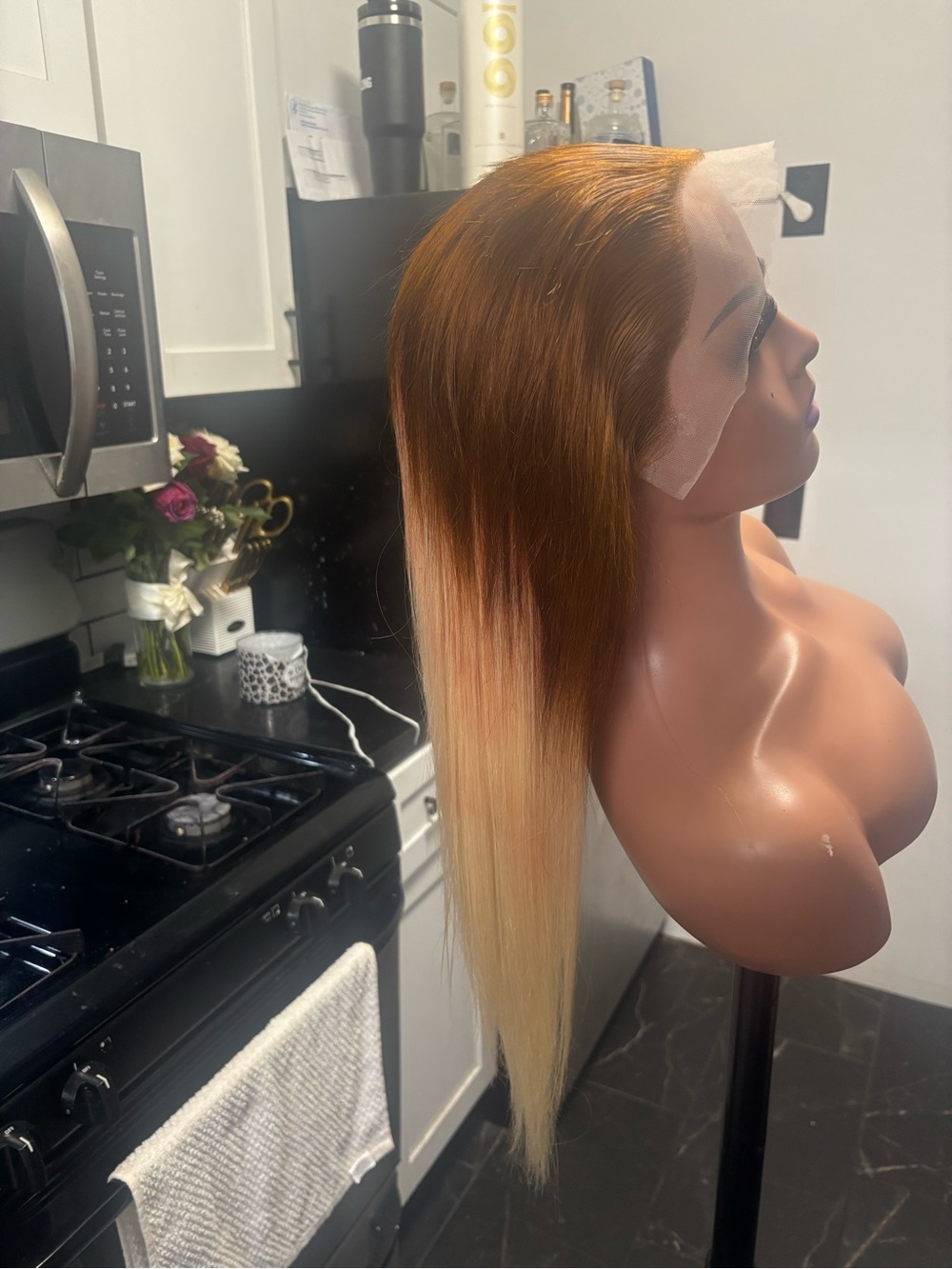Human Hair Lace Front Wig - Ombre Brown to Blonde